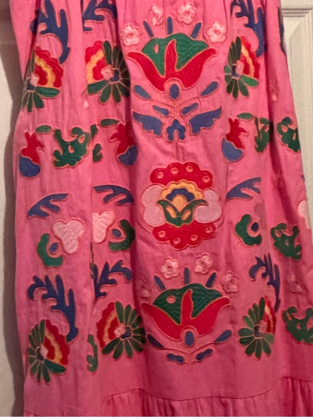 Embroidered 100% cotton Pink Sundress with Floral Motif - Picture 2 of 11